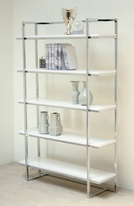 Gloss White and Chrome Bookcase