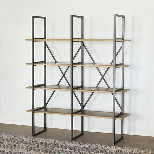 BK55 Modern Industrial Double Bookcase