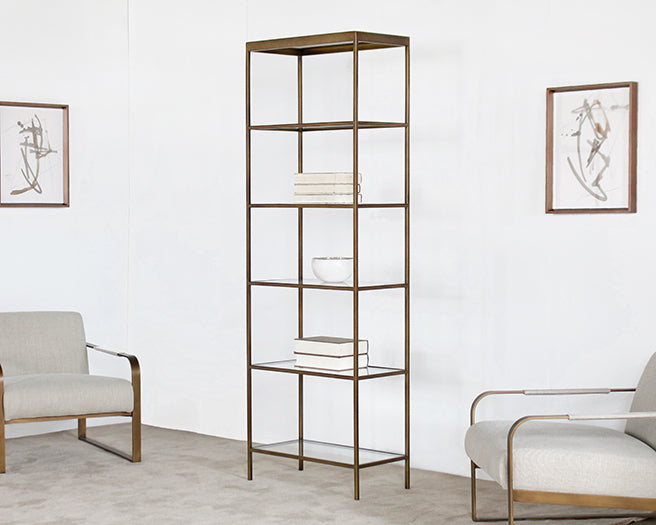 BK58 Mitchell Gold Vienna Bookcase in Antique Brass