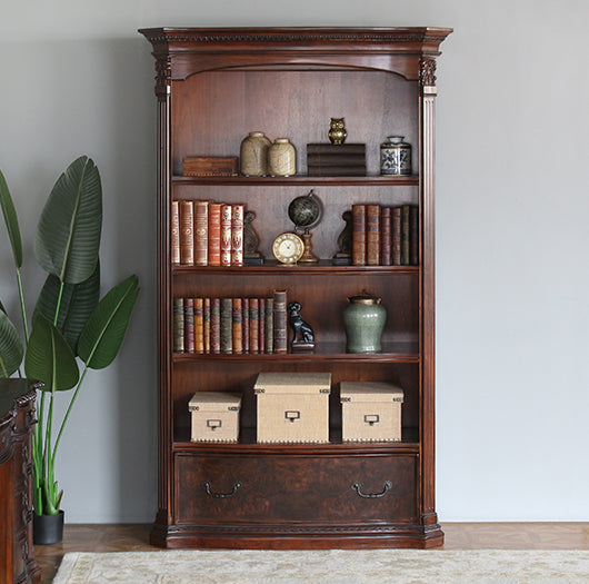 Burled Walnut Executive Bookcase