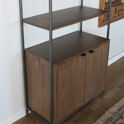 Auburn Poplar Modular Bookcase w/ Leather Pulls