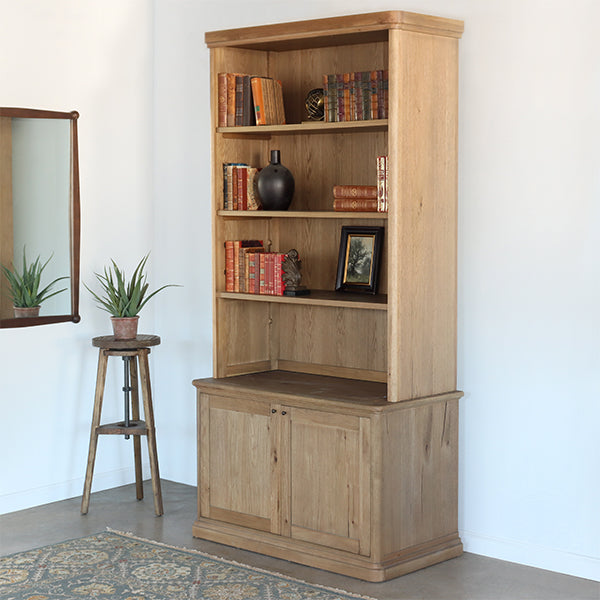 European Style Antique Oak Farmhouse Bookcase