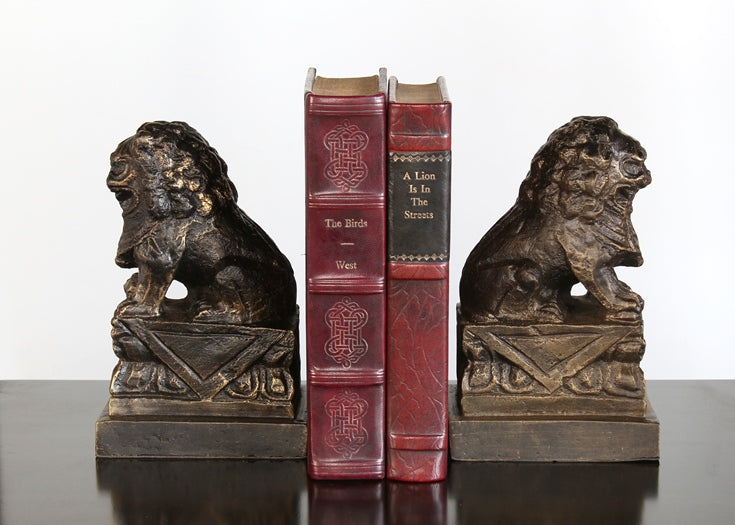 BOOK20 Pair of Bronze Foo Dog Bookends