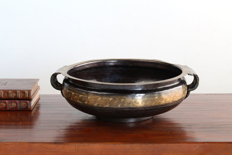 BOWL39 Etched Bronze Centerpiece Bowl