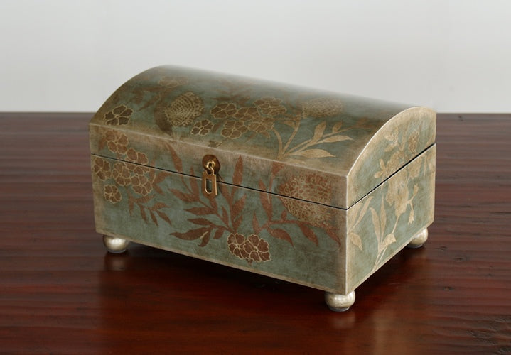 BOX23 Teal and Silver Leaf Box