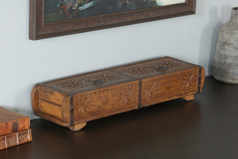 Carved Reclaimed Wood Indian Box