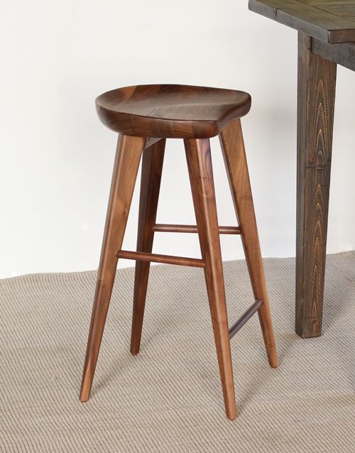 BS49 - Walnut Bar Stool with Tapered Legs