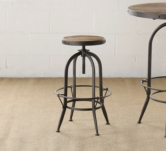 BS53 Metal Adjustable Bar Stool with Wooden Seat