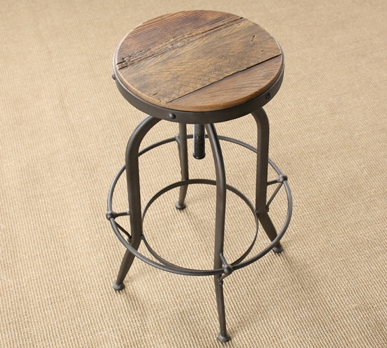 BS53 Metal Adjustable Bar Stool with Wooden Seat