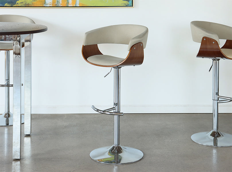 Walnut & Cream Adjustable Barstool