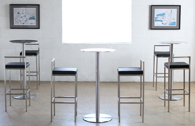 BT13 Brushed Stainless Steel Round Bar Table