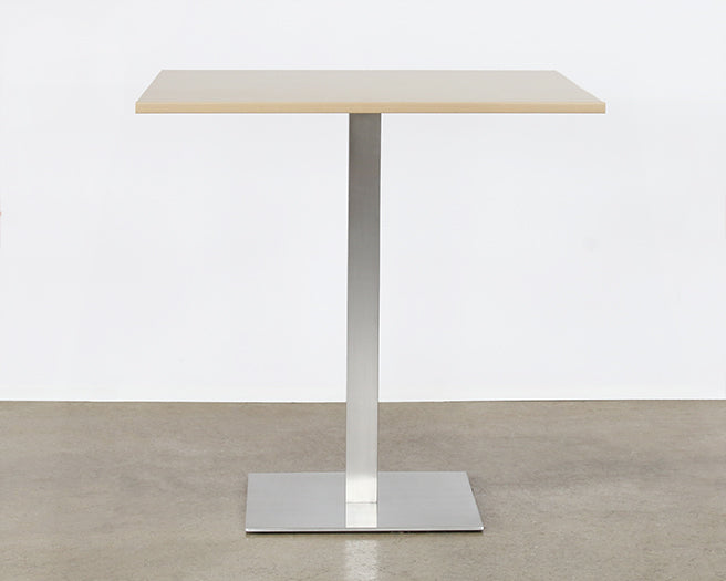 BT19 - Square Maple Top Bar Table With Brushed Aluminum Base