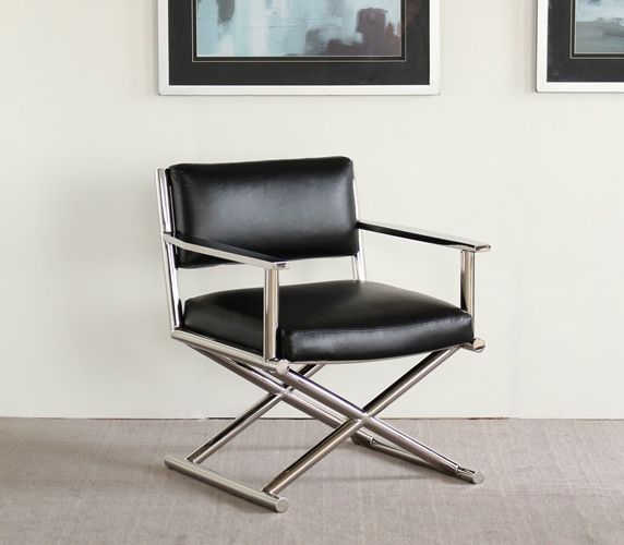 CC197 Mitchell Gold Directoire Chair in Black Leather