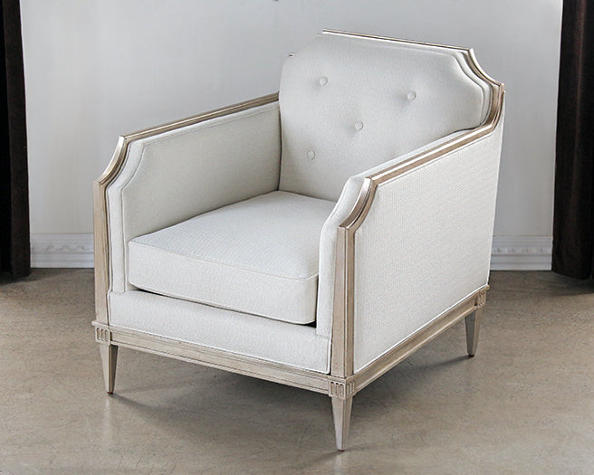 CC236 - Tufted Italian Club Chair in Ivory Upholstery