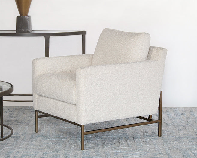 CC270 - Natural Boucle Club Chair On Bronze Iron Base