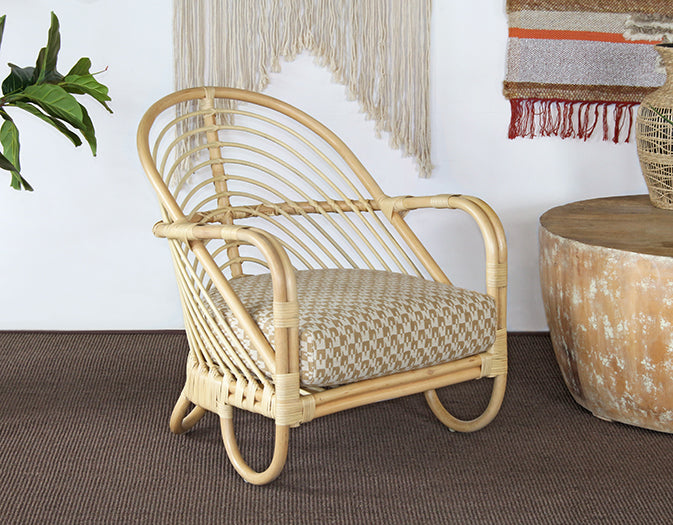 Curved Natural Rattan Lounge Chair
