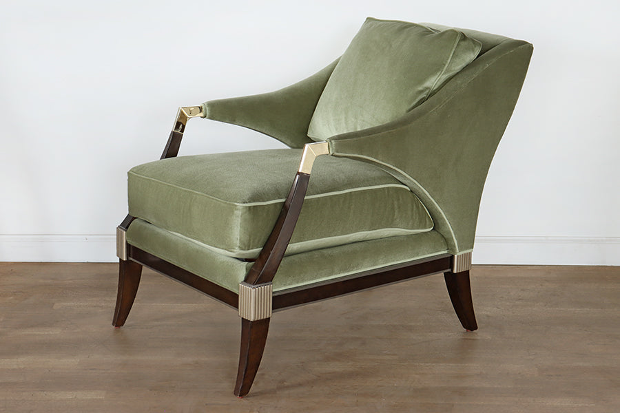 Light Green Velvet Deco Style Club Chair