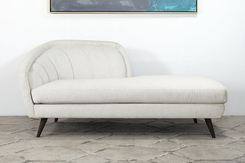 CL46 - Ivory Curved Channeled Back Left Arm Facing Chaise