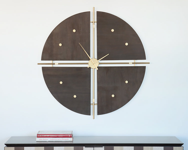Modern Walnut and Gold Quadrant - Cleared Decor