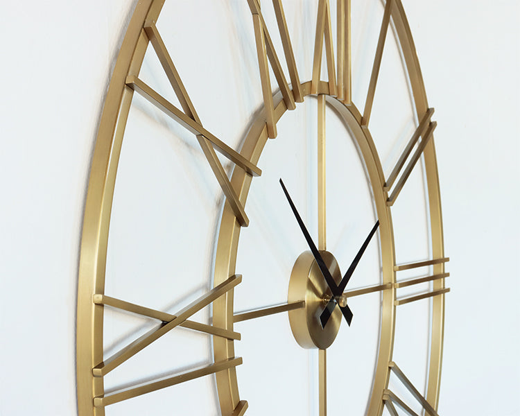 Brushed Brass with Roman Numerals Wall Clock - Cleared