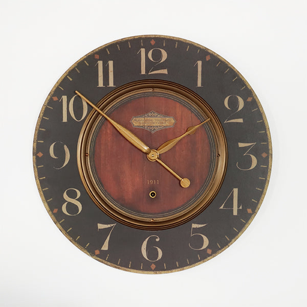 Vintage Black and Brass Wall Clock - Cleared