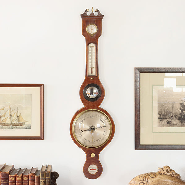 19th Century George III Barometer & Thermometer - Cleared