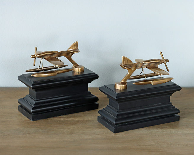 Brass Hydroplane Bookends Set Of 2 - Cleared