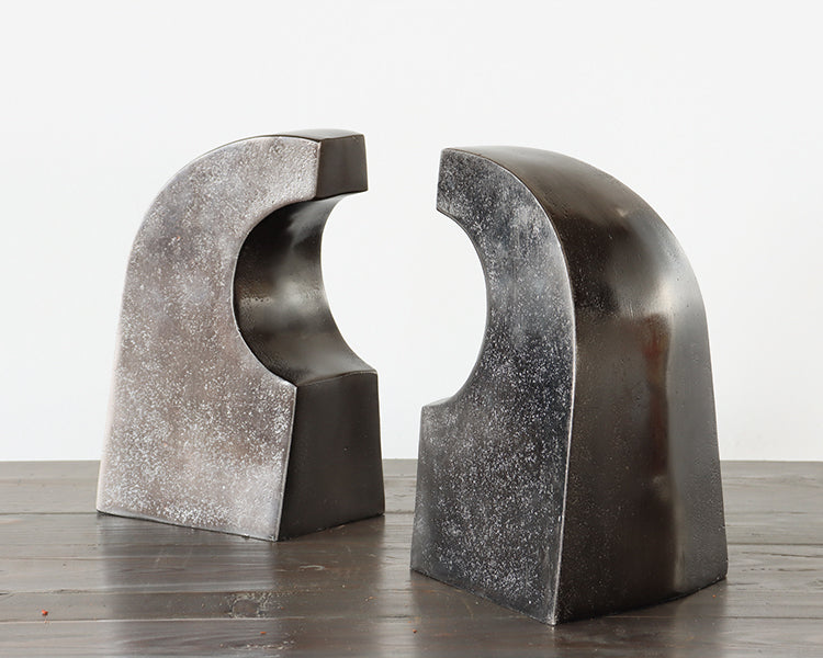 Bronzed Cast Aluminum Bookends - Cleared