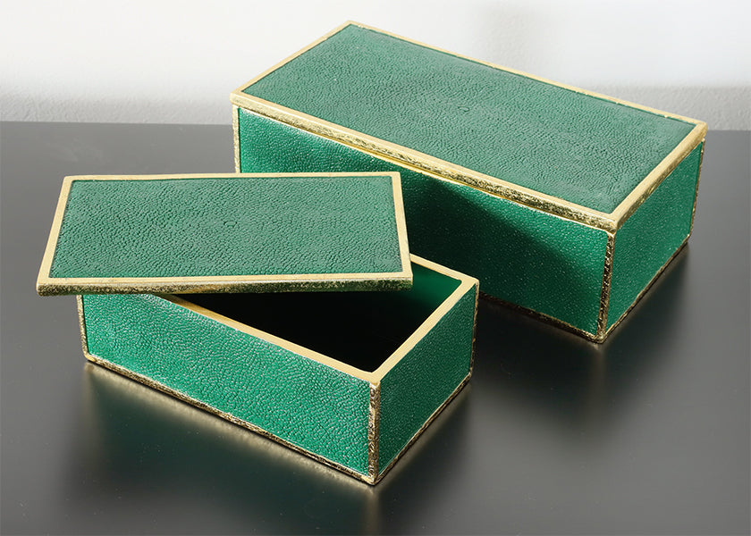 Set of 2 Emerald and Gold Boxes - Cleared