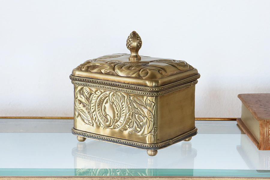 Small Embossed Brass Box - Cleared Decor