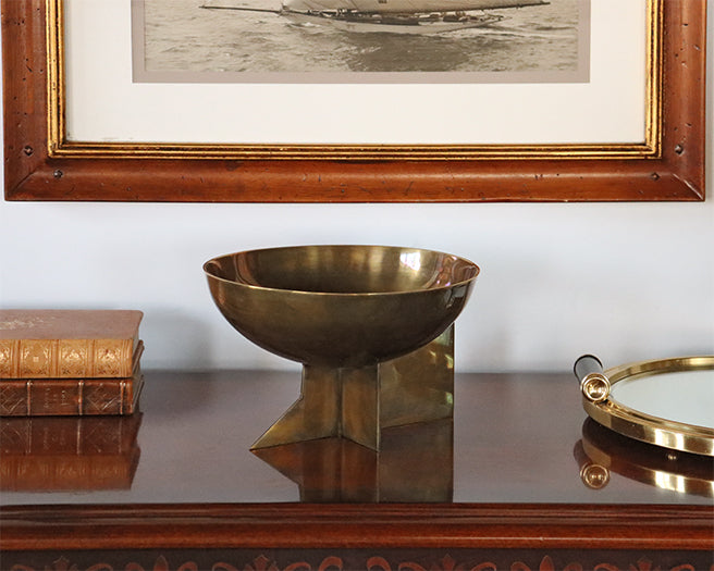 Brass Bowl On Deco Pedestal - Cleared