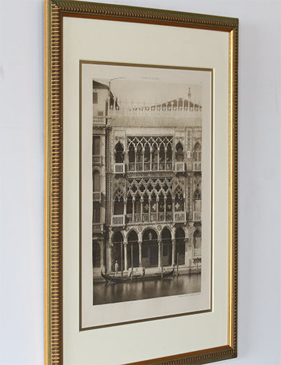 Framed Venice Photogravures 2, C.1890 15.5W x 22H
