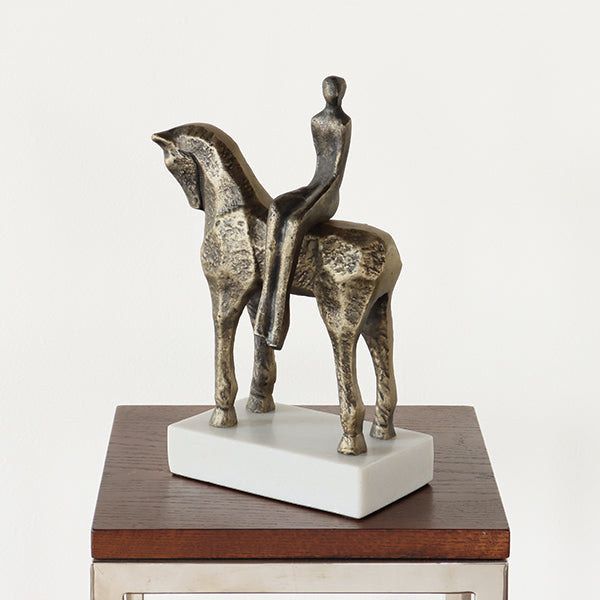 Aluminum Antique Brass Equestrian Sculpture - Cleared