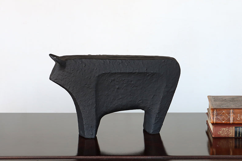 Large Black Abstract Bull Figure- Cleared