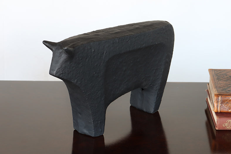 Large Black Abstract Bull Figure- Cleared