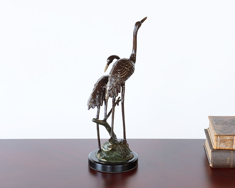 Bronze Cranes Figurine - Cleared Decor