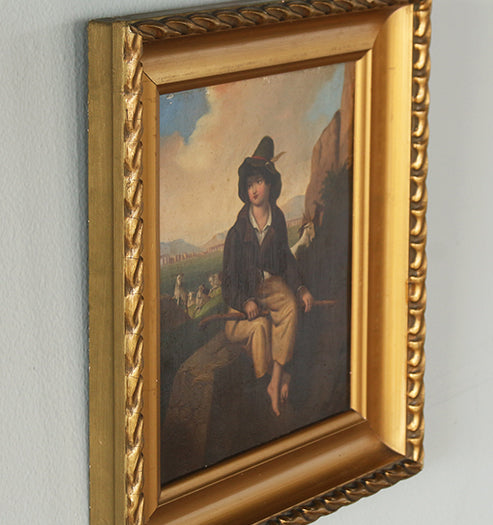 Continental School Shepard Boy, 19th Century 9.5W x 11H