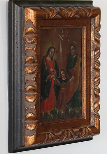 Small Holy Family Portrait, Mexican School, 19th Century 8.25W x 10H