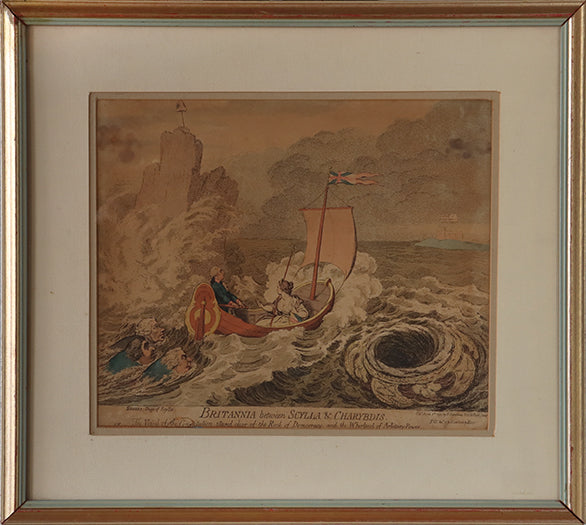 Framed Satirical Etching 18th Century 21W x 18.5H
