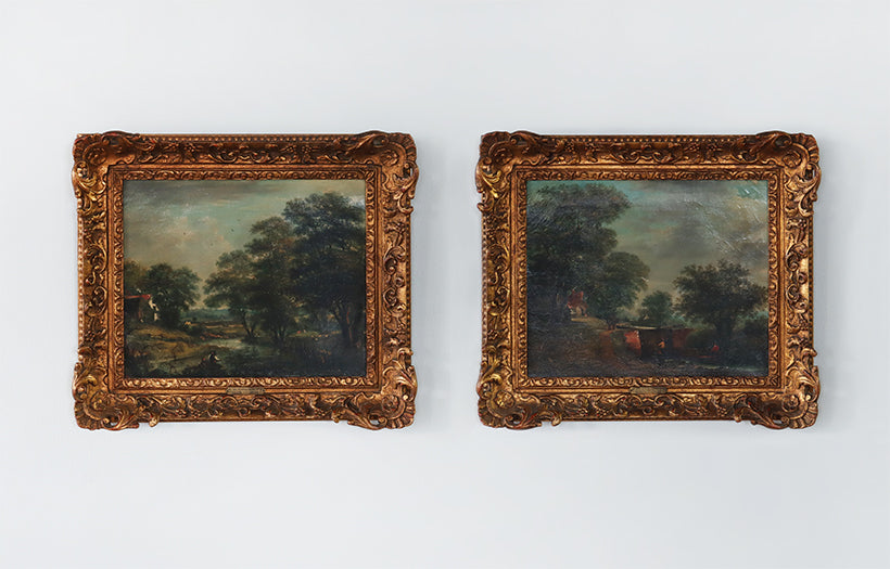 (Set of 2) 19th Century English Landscapes 15.75W x 14H