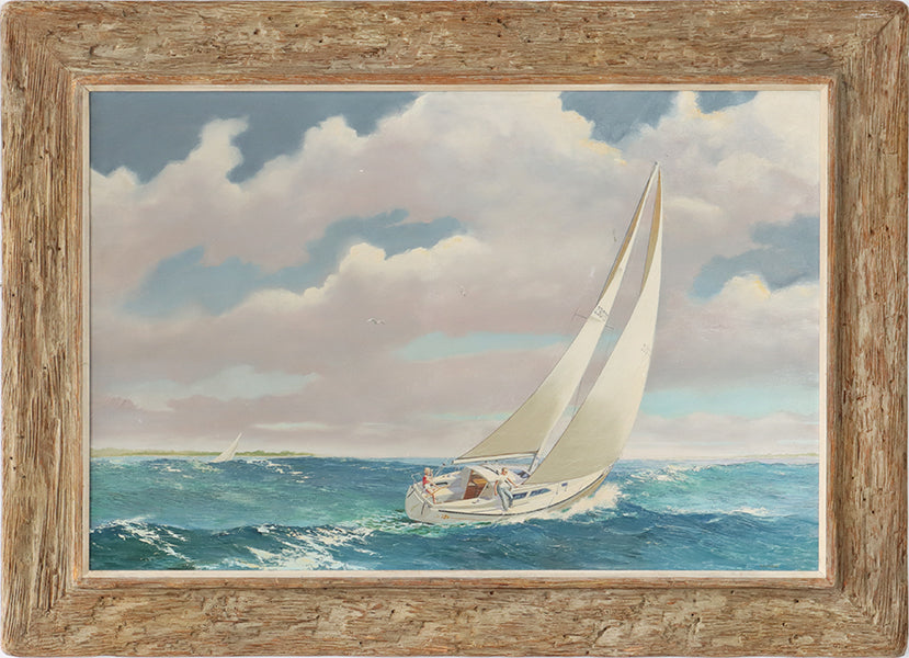 American Impressionist Sailboat, Early 20th Century 37W x 26.5H