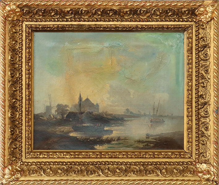 Dutch School Nautical Landscape, 19th Century 19W x 17H