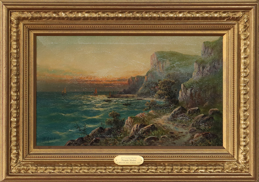 Cliffside Landscape, Oil On Canvas, 19th Century 27W X 19H
