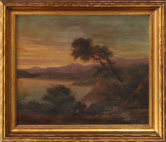 Hudson River School, Two Figures, 19th Century 14.5W X 12.5H
