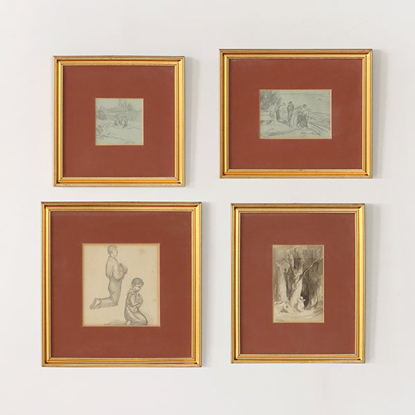 Set of 4 Assorted 19th Century Drawings