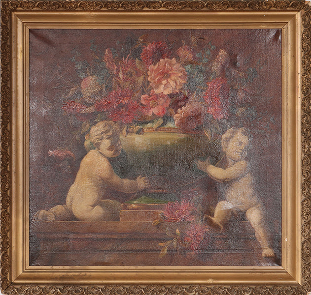American Impressionist Cupid Scene C 1920 34W x 33H - Cleared Art