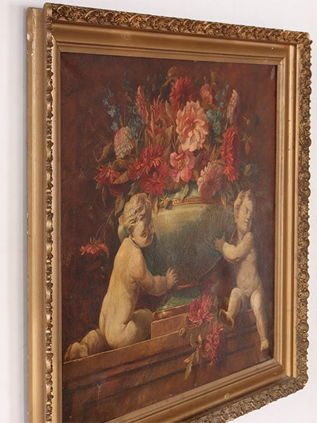 American Impressionist Cupid Scene C 1920 34W x 33H - Cleared Art