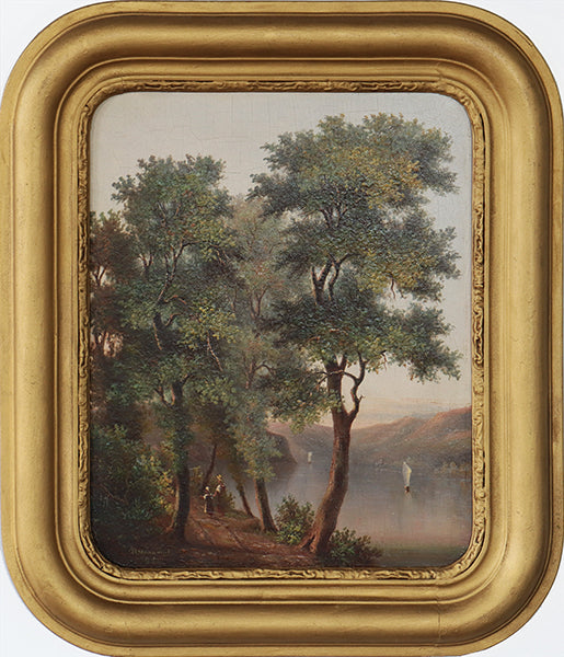Antique Hudson River School Landscape circa 1850s, 17W x 20H - Cleared Art