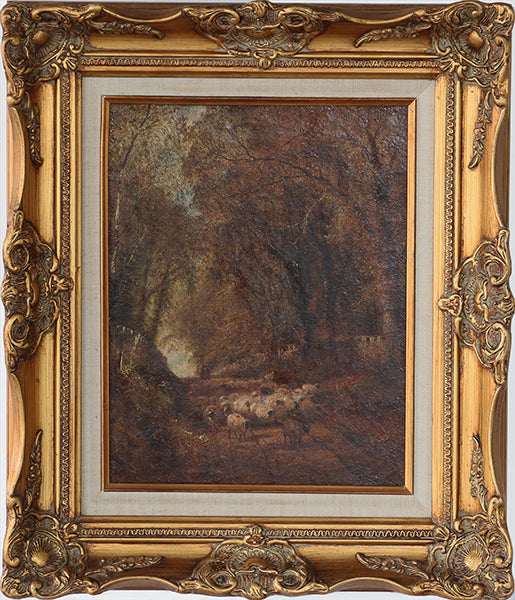 Antique American School Sheep Herder 19th C. 18W x 21H - Cleared Art