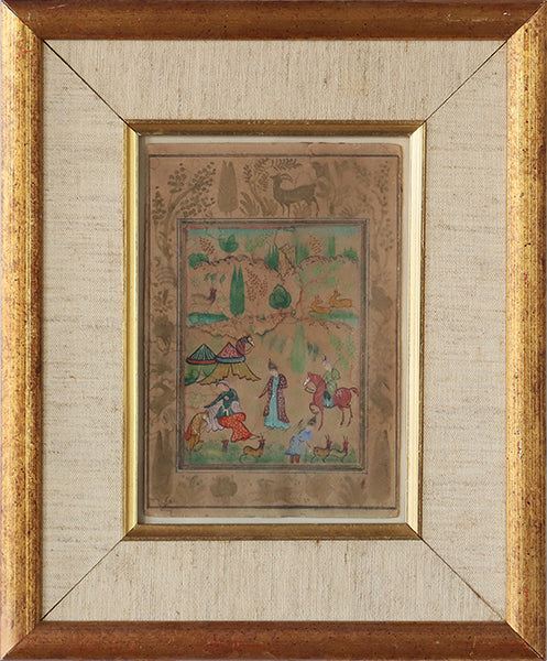 Persian Miniature 19th Century Watercolor Painting 10.5W x 12.5H - Cleared Art